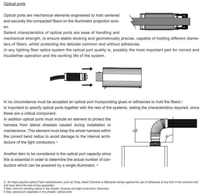 the fiber optic lighting system:optical ports